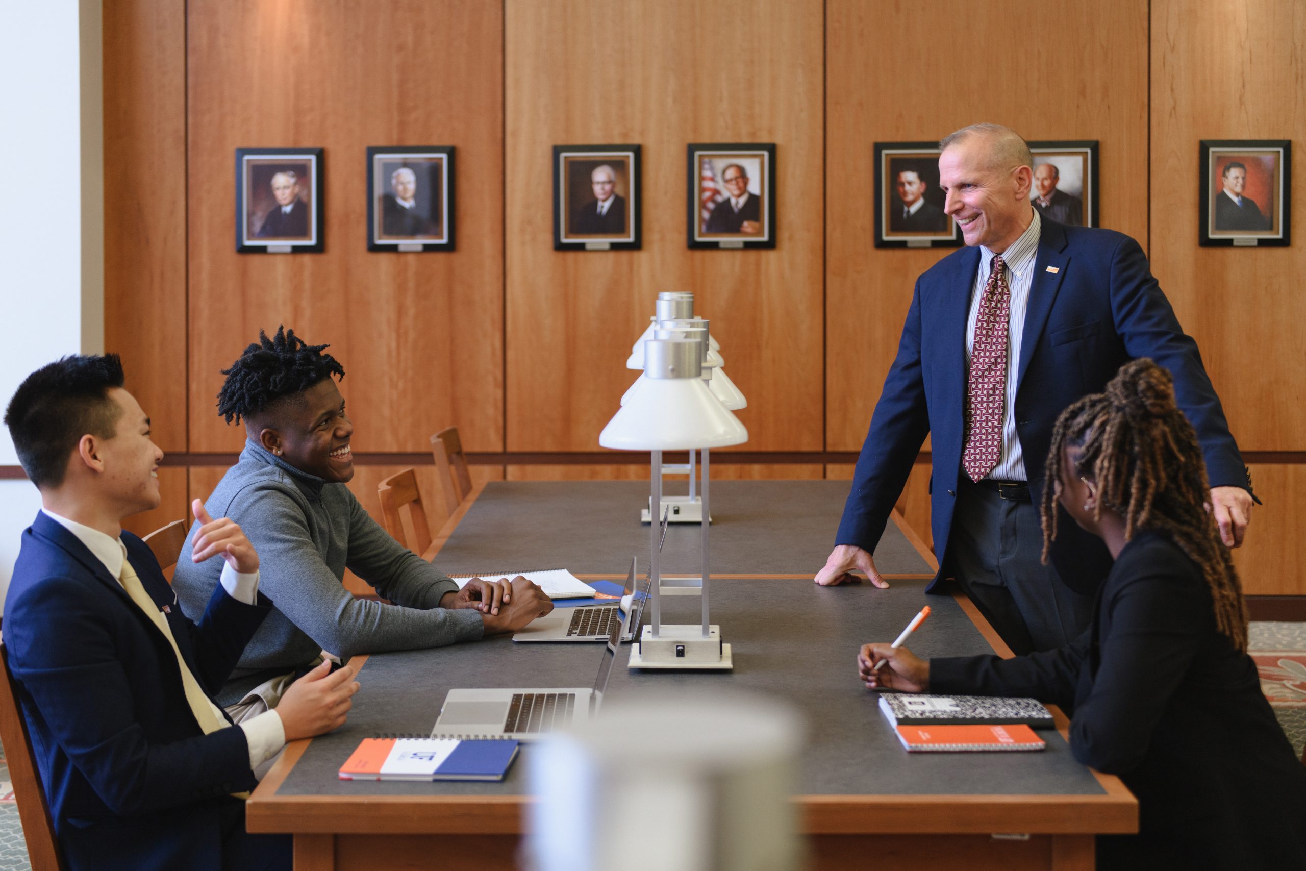 People talking at table